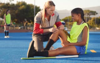 A lady with a sports injury.