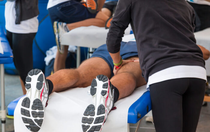 Athletes relaxation massage at a sports orthopedic urgent care.